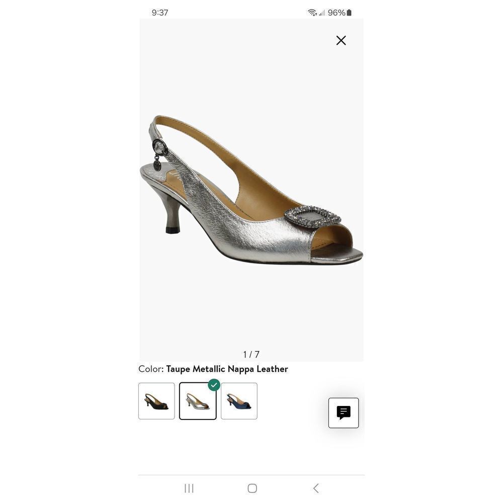 New 11W J Renee Madeleina Taupe Metallic Leather Rhinestone Heel Dress Shoes